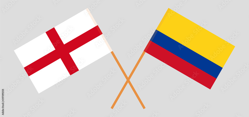 Crossed flags of England and Colombia