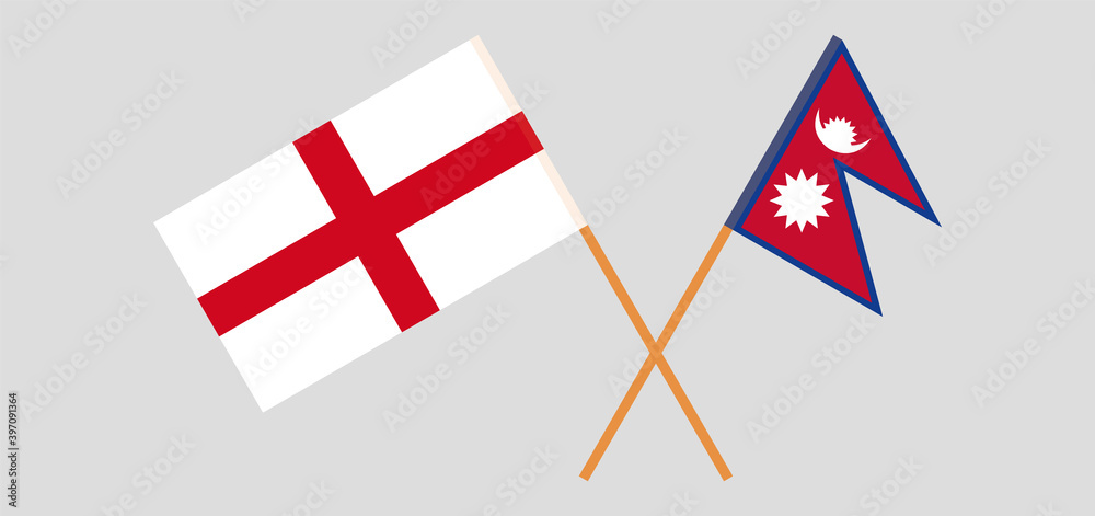 Crossed flags of England and Nepal