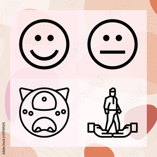 Simple set of happen related lineal icons
