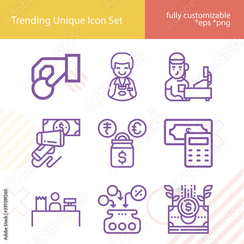 Simple set of immediate payment related lineal icons.