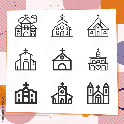 Simple set of 9 icons related to kirk