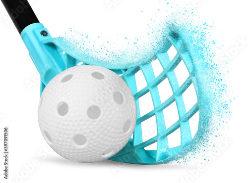 floorball stick and white ball