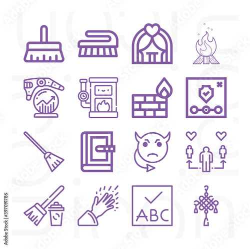16 pack of witch  lineal web icons set