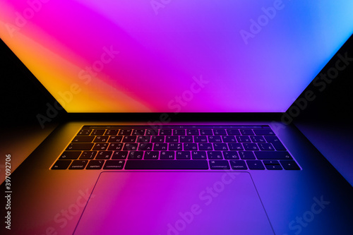 Inside MacBook illuminated with gradient