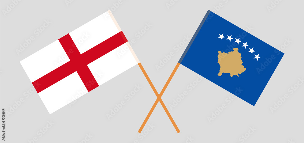 Crossed flags of England and Kosovo