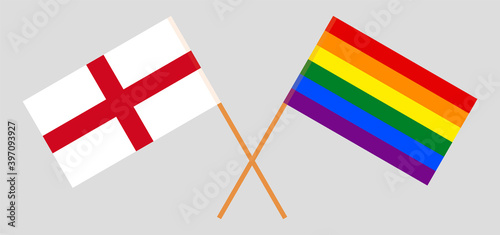 Crossed flags of England and LGBTQ