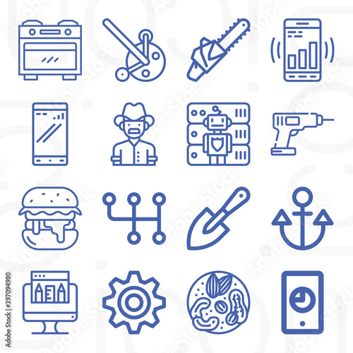 16 pack of engineering  lineal web icons set
