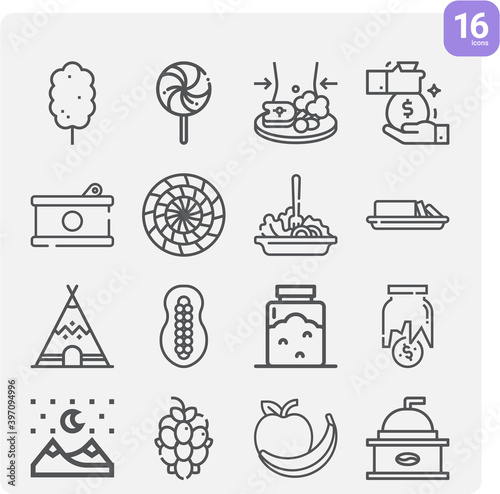 Simple set of bread related lineal icons.