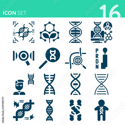 Simple set of 16 icons related to mrs