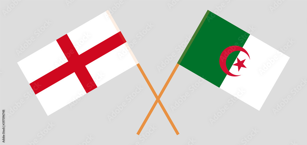 Crossed flags of England and Algeria