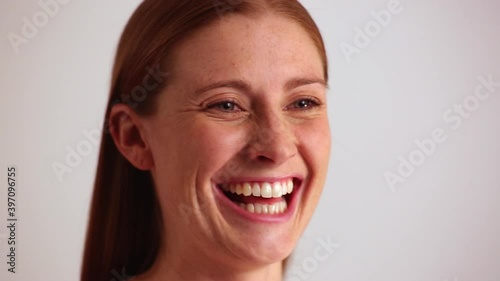 Close up of woman making a face