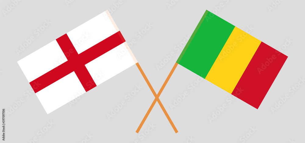 Crossed flags of England and Mali