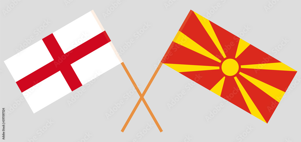 Crossed flags of North Macedonia and England