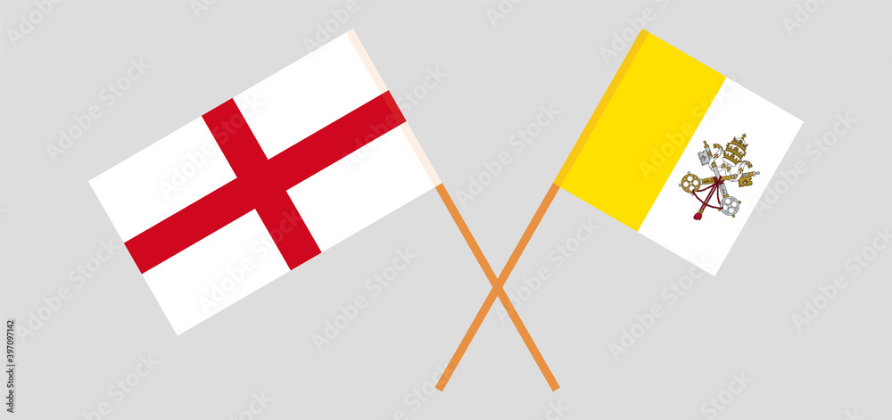 Crossed flags of England and Vatican
