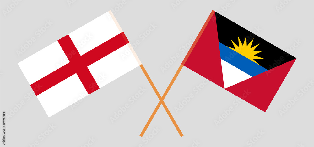 Crossed flags of England and Antigua and Barbuda
