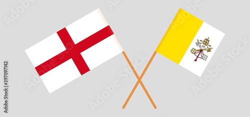 Crossed flags of England and Vatican