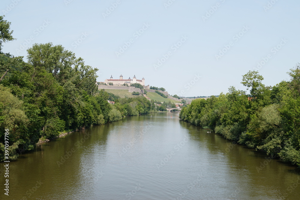 würzburg: panoramic view of the river main