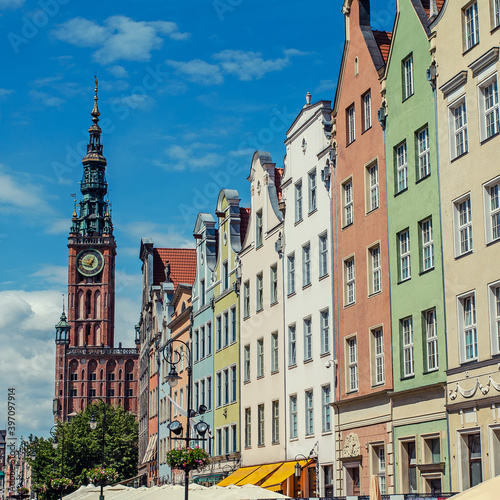 Classical colourful retro houses in Gdansk, Poland