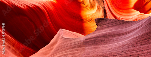 panoramic sandstone walls at famous canyon antelope near grand canyon arizona usa. abstract background and beauty of nature concept.
