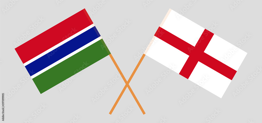 Crossed flags of the Gambia and England