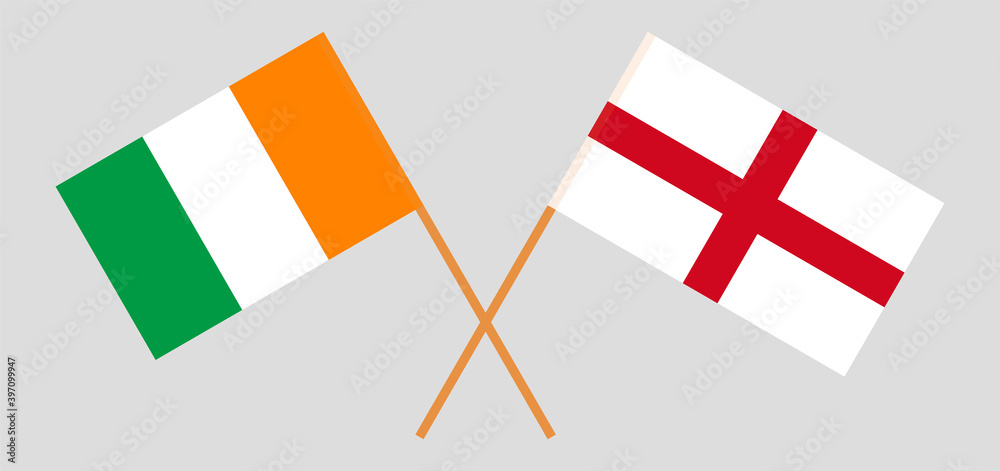 Crossed flags of Republic of Ivory Coast and England