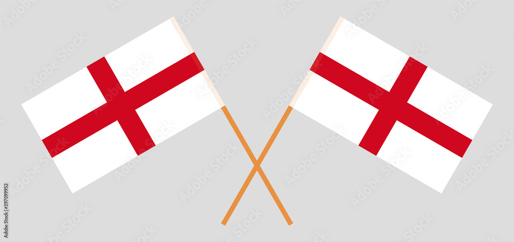 Crossed flags of England. Official colors. Correct proportion