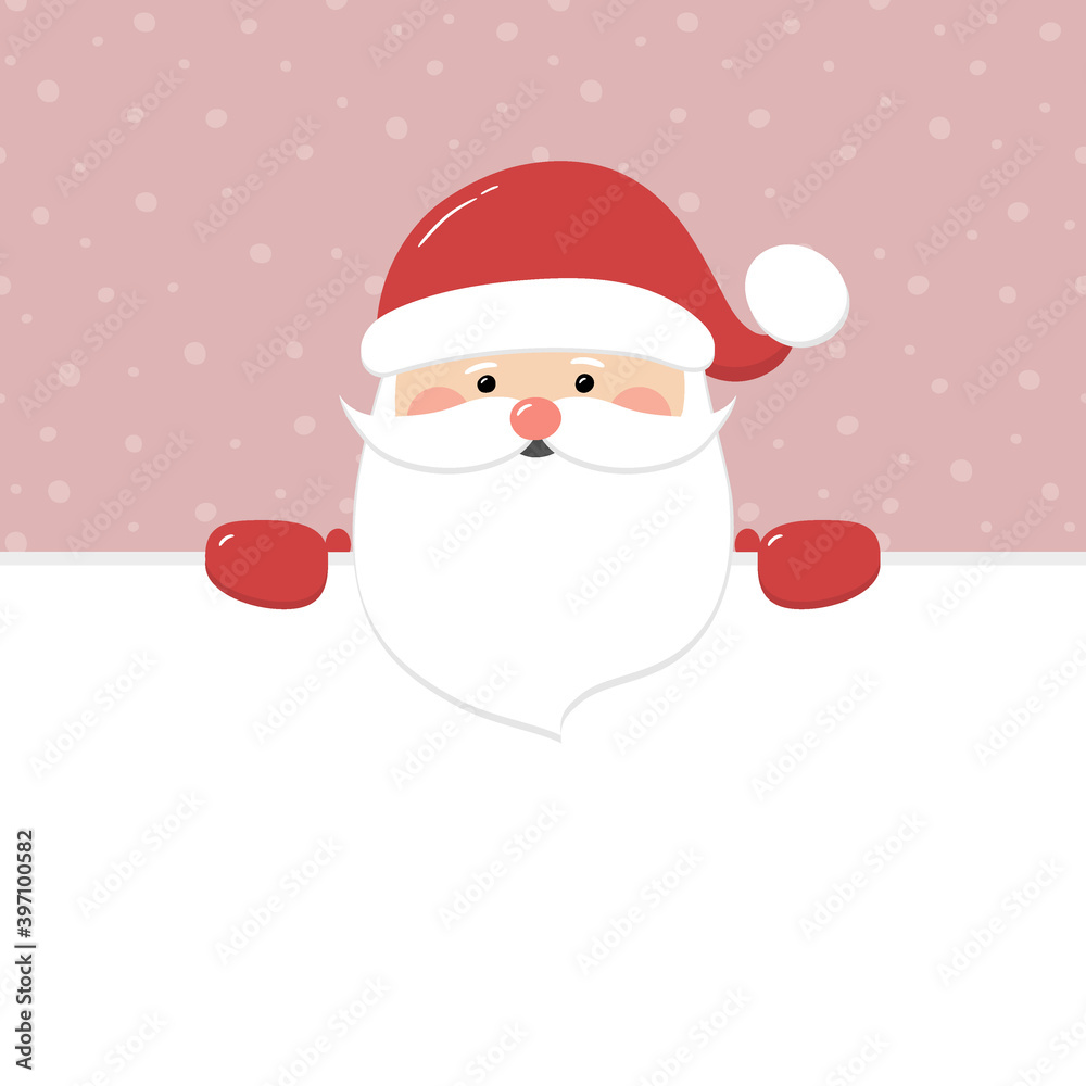 Happy Santa Claus on background with snowflakes and copyspace. Christmas element. Vector Happy Santa Claus on background with snowflakes and copyspace. Christmas element. Vector