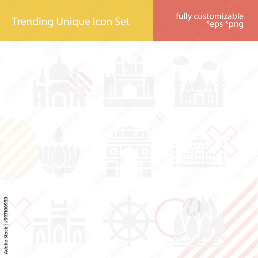 Simple set of madras related filled icons.