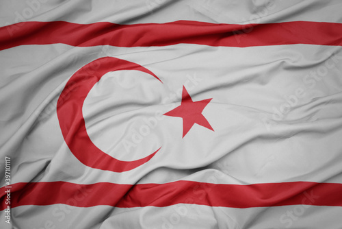 Fotografie waving colorful national flag of northern cyprus.