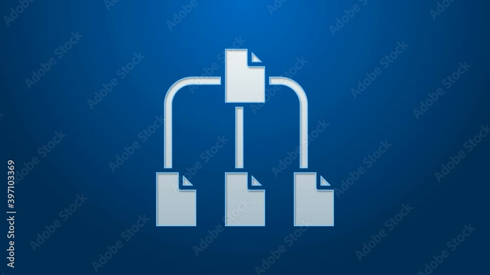 White line Folder tree icon isolated on blue background. Computer ...