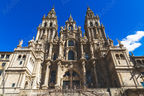 Print op canvas Santjago de Kompostela Spain Catedral de Santiago de Compostela blue sky sunny d