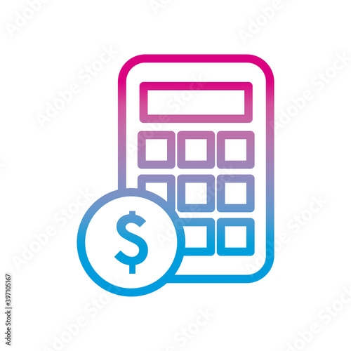 dollar coin and calculator gradient style icon vector design