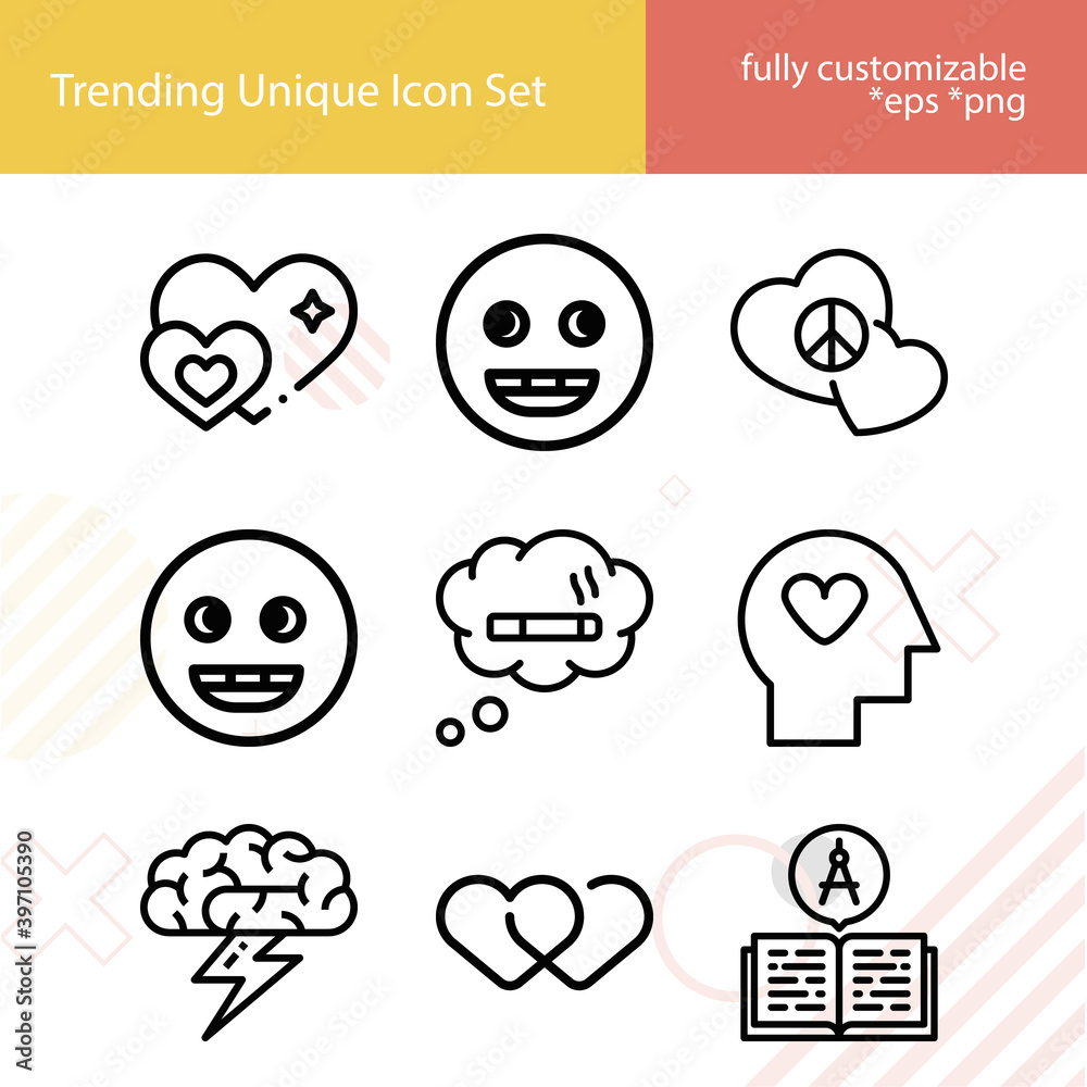 Simple set of thoughts related lineal icons.