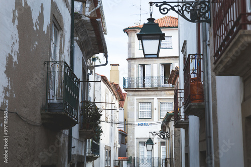 Viana do Castelo Portugal street view of buildings windows houses lantern balcony  © Nauris