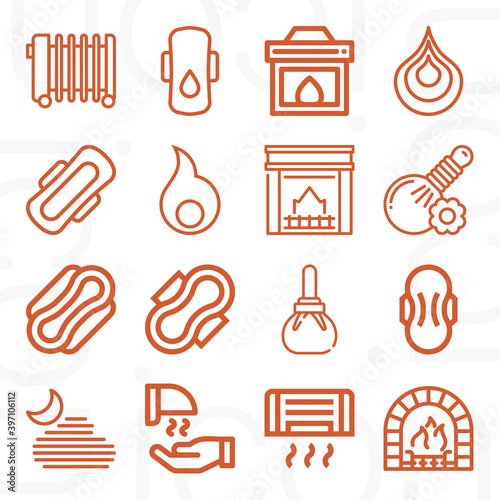 16 pack of steam boiler  lineal web icons set