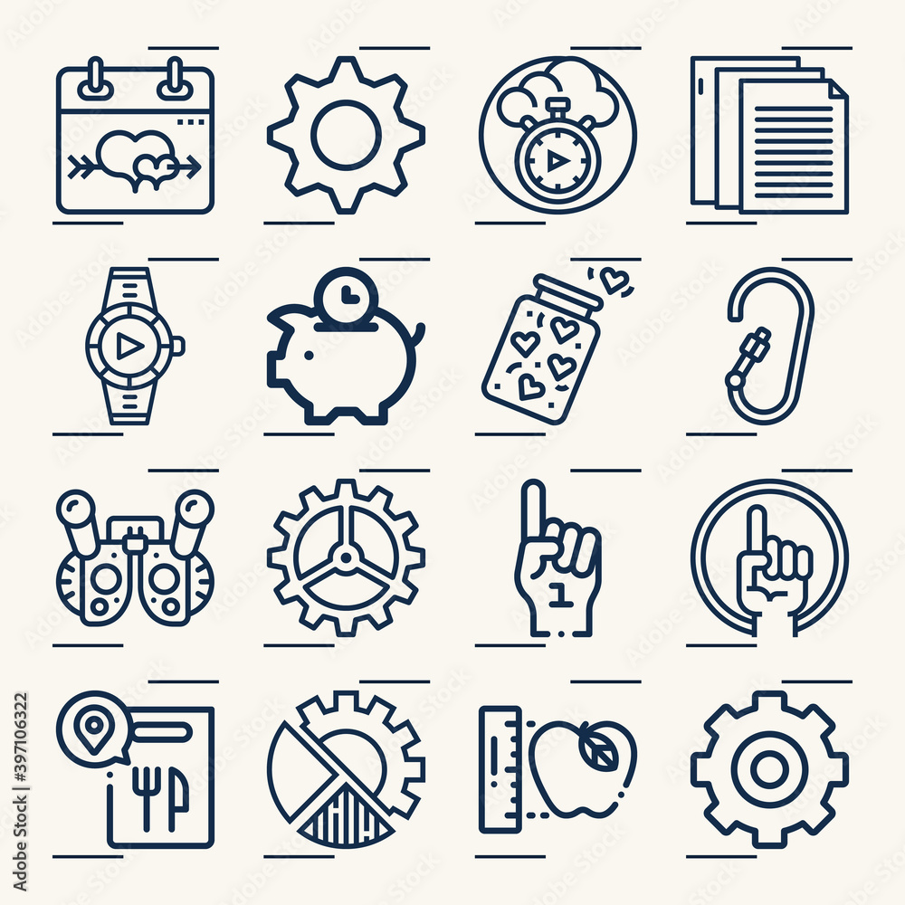 Simple set of determine related lineal icons. Simple set of determine related lineal icons.