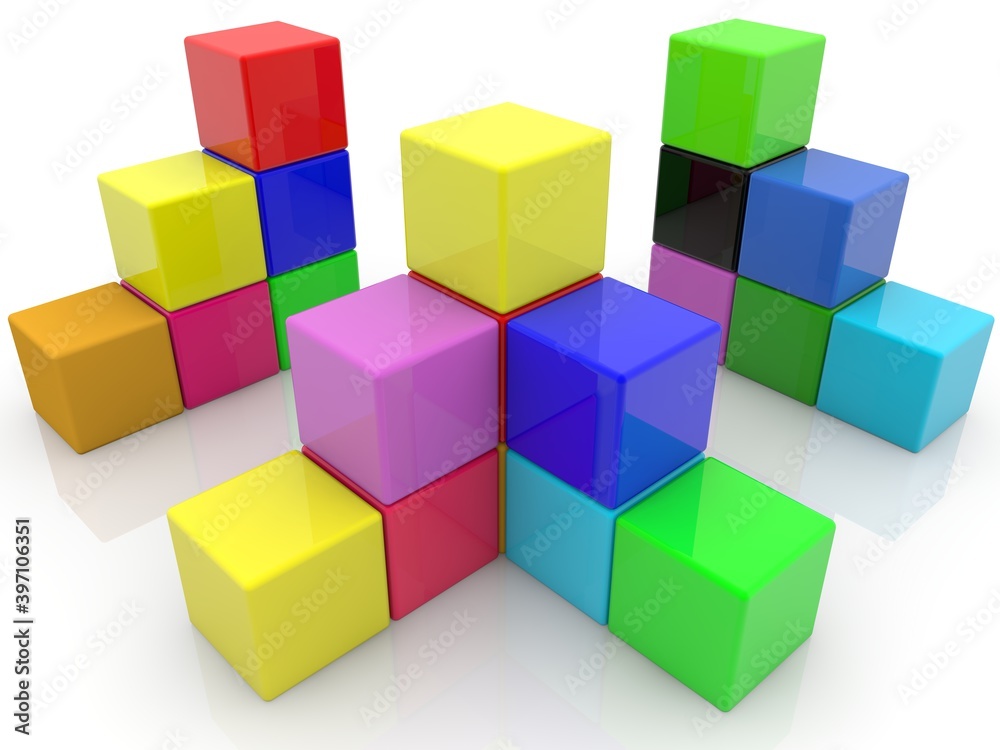 Obraz premium Colored pyramids from game blocks