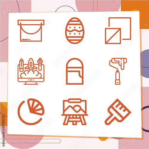 Simple set of 9 icons related to artistic