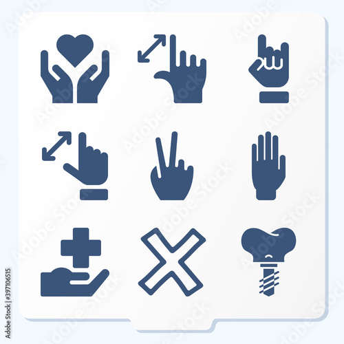 Simple set of 9 icons related to pass on