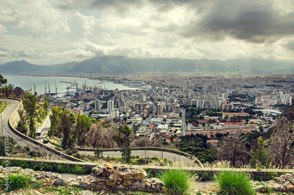 View from the mountain on the city of Palermo, Sicily