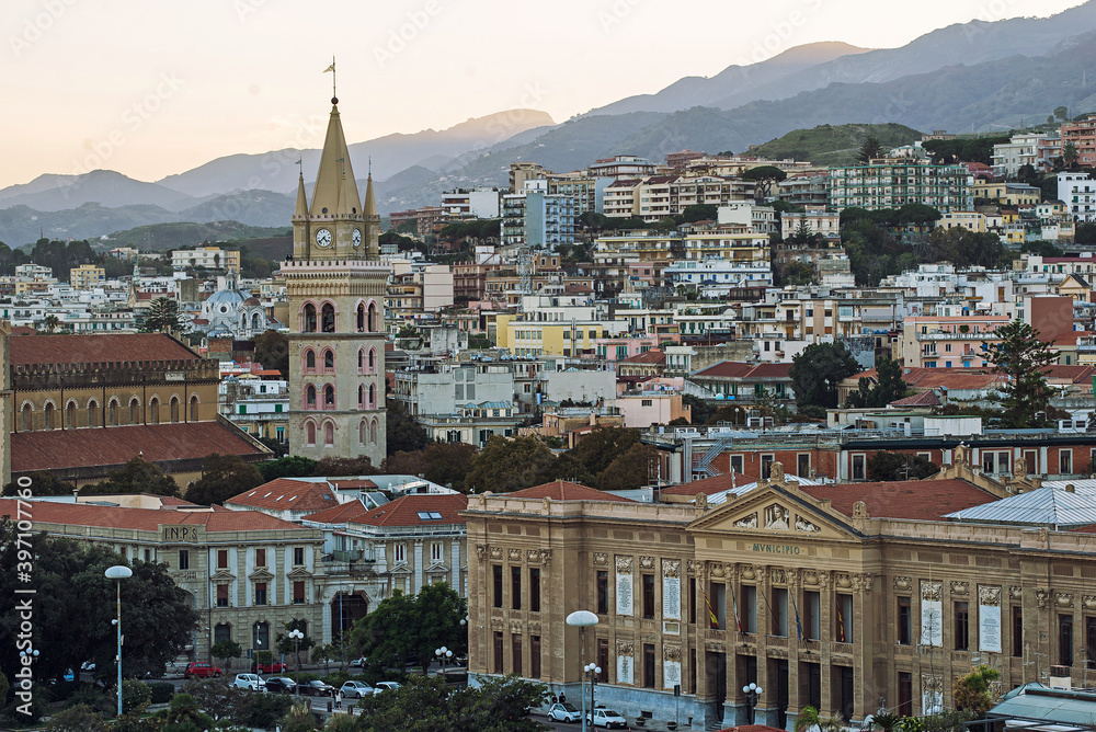 Naklejka premium View from the top on the city of Messina, Italy