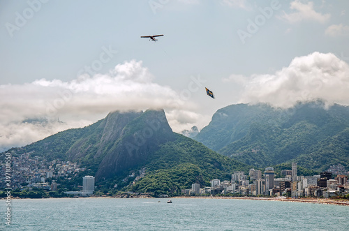 Advertising by plane above Rio de Janeiro, Brazil