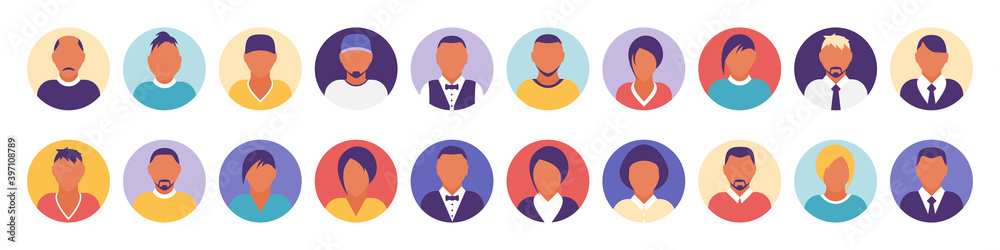 Flat modern minimal avatar icons. Business concept, global communication. Web site user profile. Social media, network elements. Flat modern minimal avatar icons. Business concept, global communication. Web site user profile. Social media, network elements.