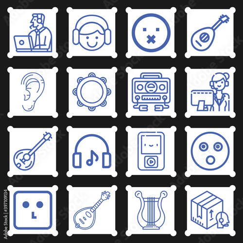 16 pack of hear  lineal web icons set