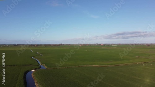 Aerial view from a windmill in Nijhuizum, Friesland The Netherlands photo