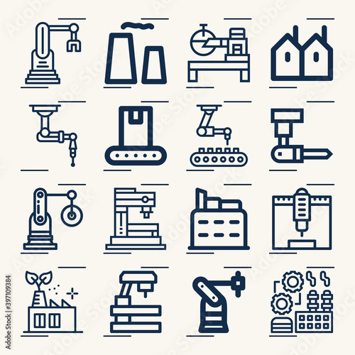 Simple set of steel mill related lineal icons.