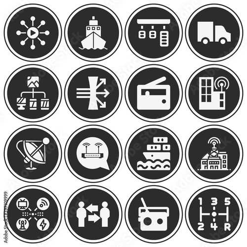 16 pack of dissemination  filled web icons set