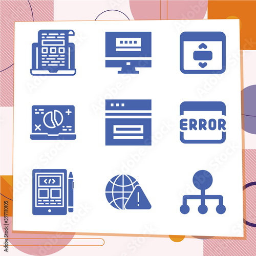 Simple set of 9 icons related to world wide
