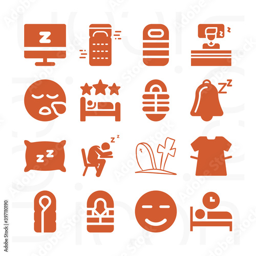 16 pack of resting  filled web icons set