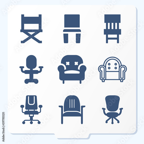 Simple set of 9 icons related to rocking